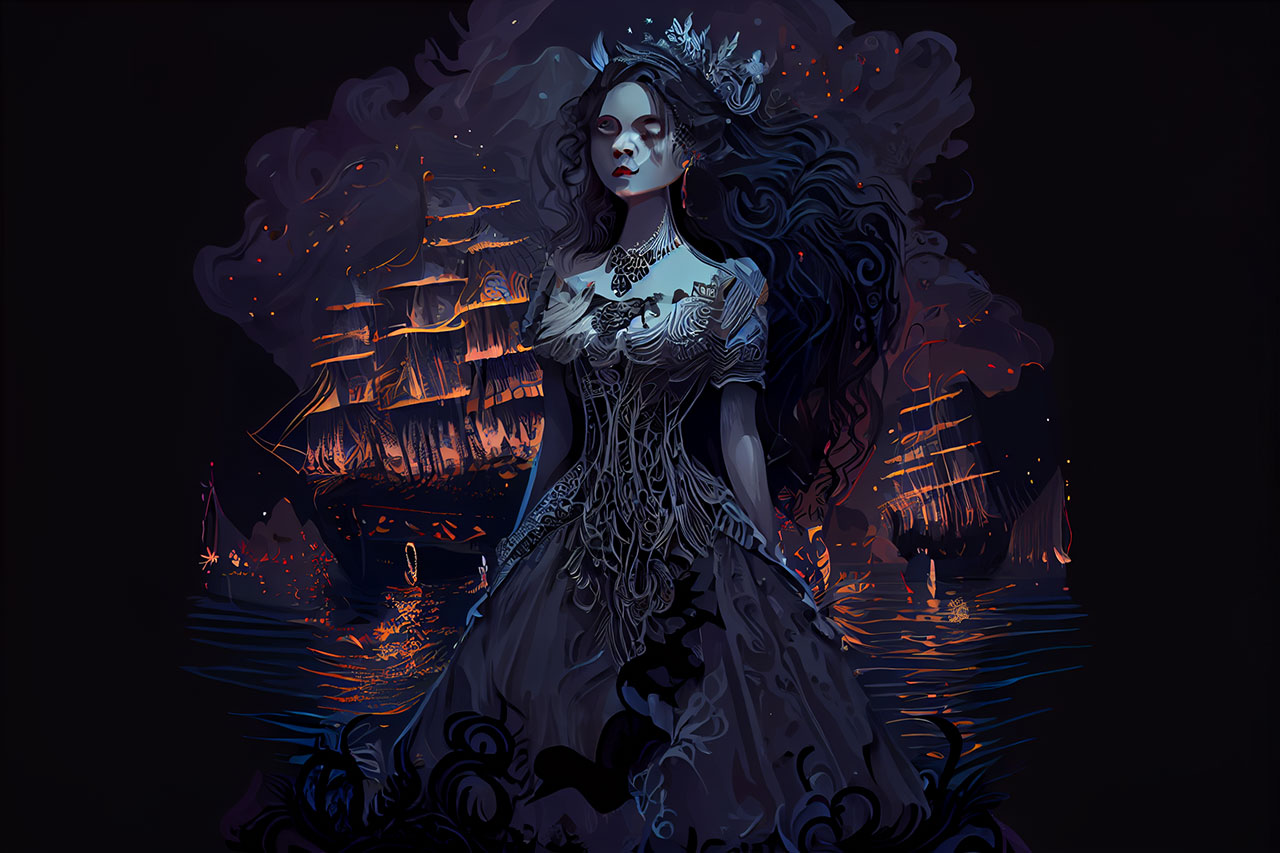 Beautiful girl and ships|