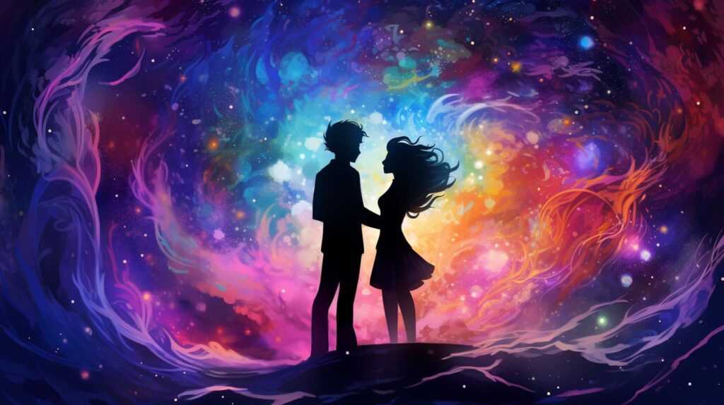 The Starsmith and Lyra against the backdrop of the Universe