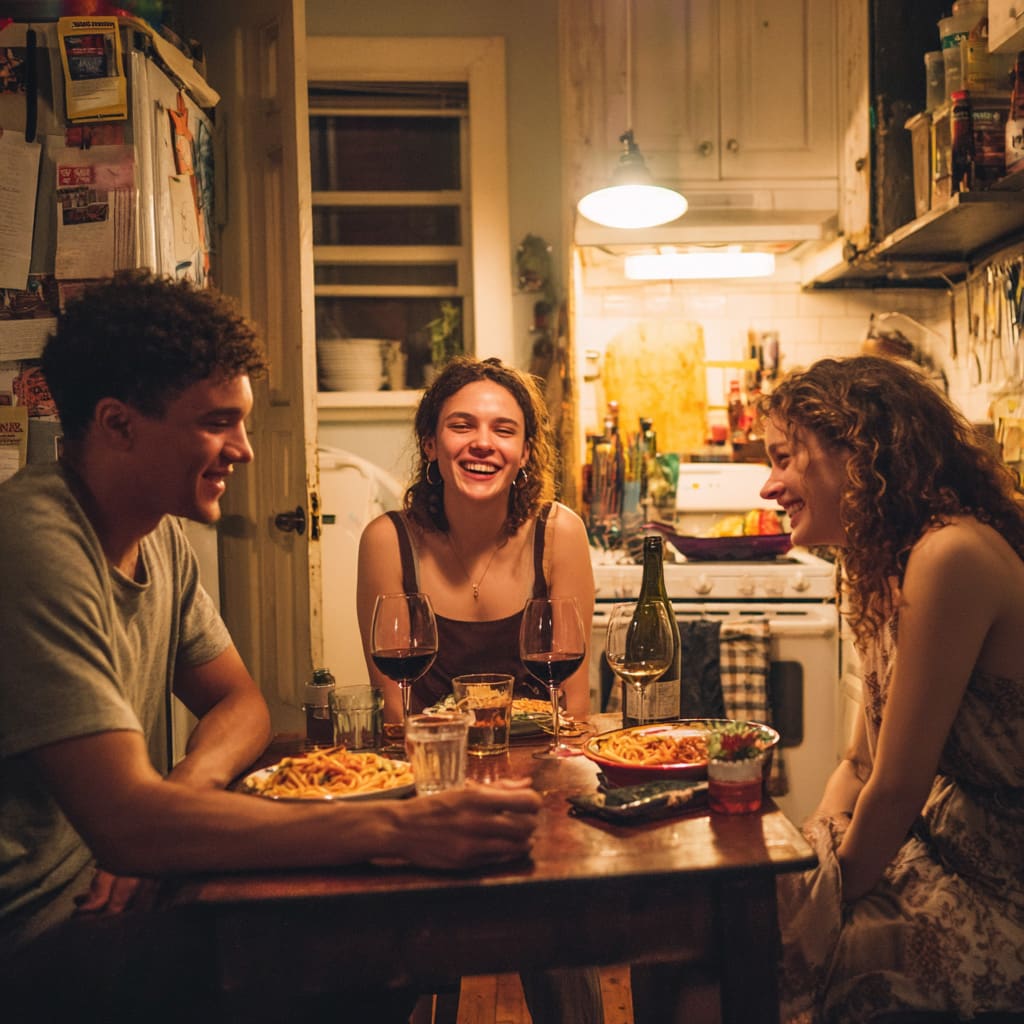 casual dinner in the kitchen
