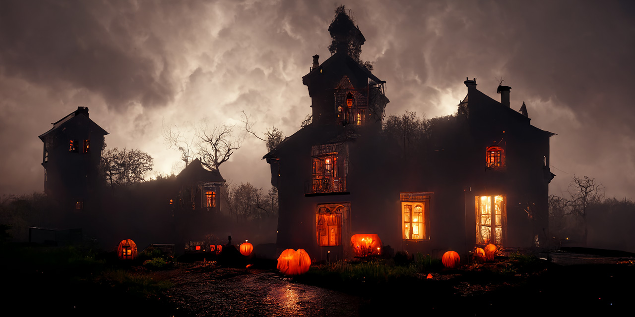 Spooky Haunted House on Halloween