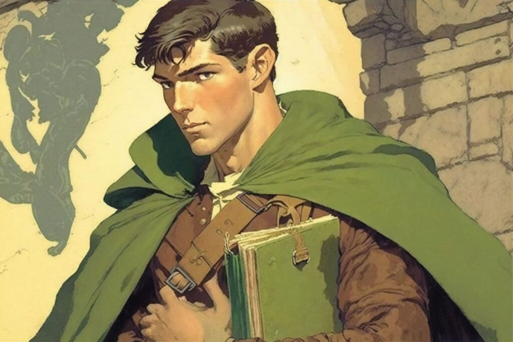 Arin in a green cloak