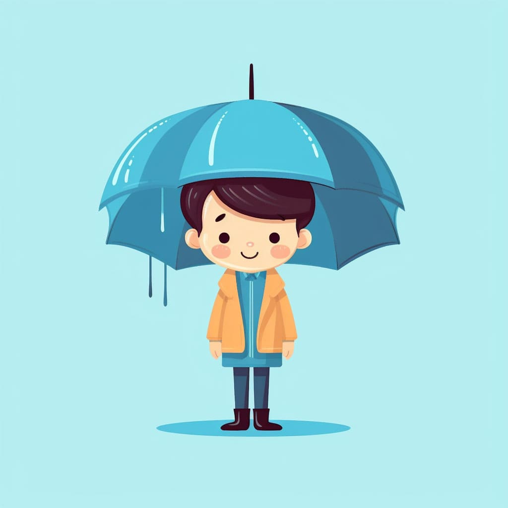 boy with blue umbrella