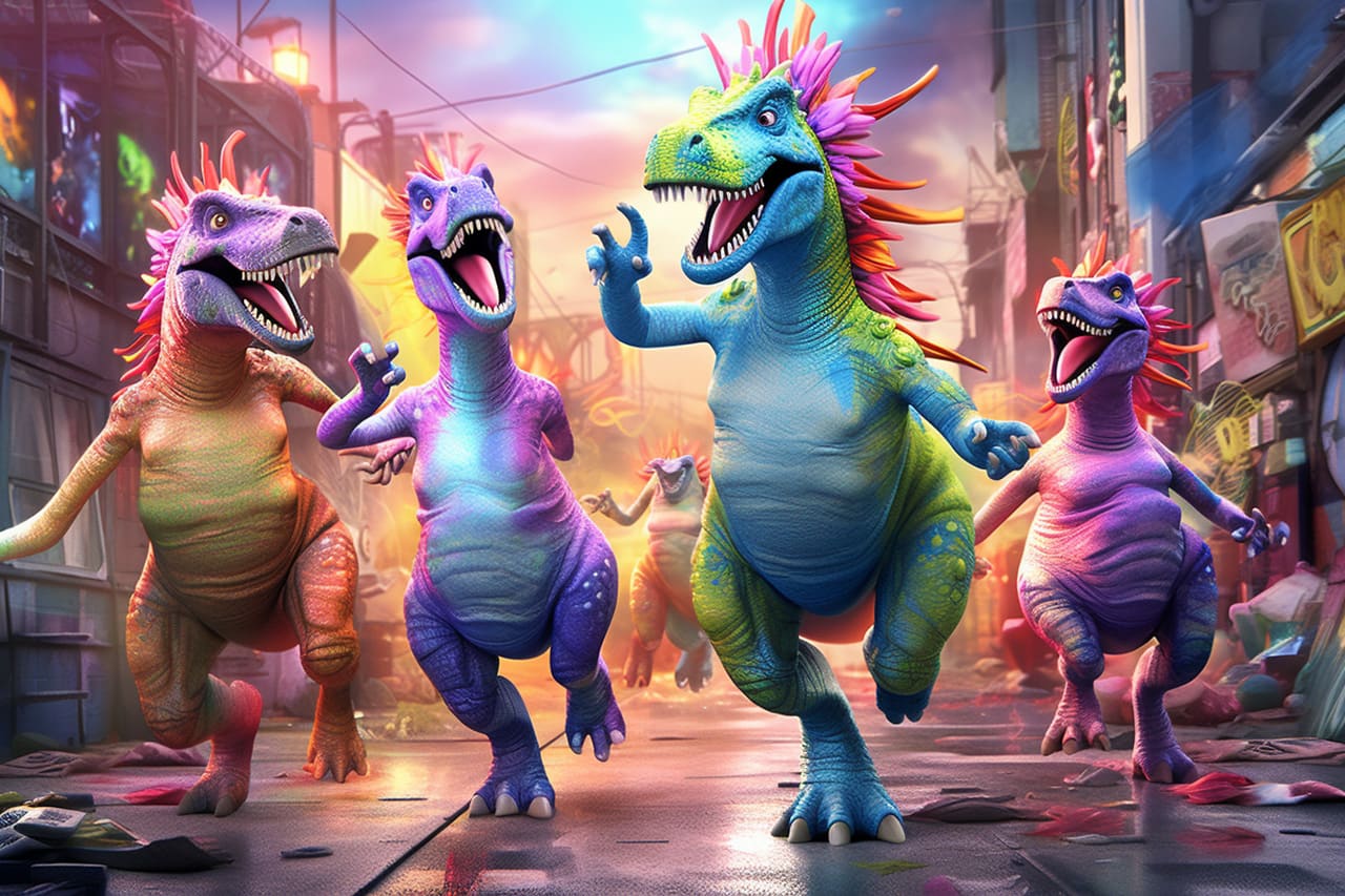 groovy dinosaurs dancing